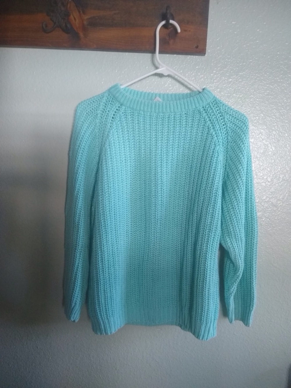 Women’s Light Aqua Knit Sweater - Casual Crewneck